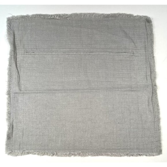 ELISABETH YORK 20"x20" Beige Linen Square Fringe PILLOW SHAM Case NWOT NEW - Picture 2 of 2